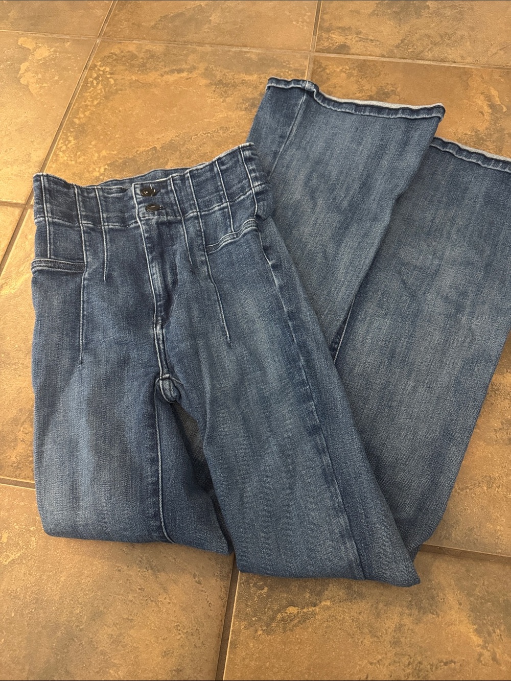 We The Free Jayde High-Rise Medium Blue Flared Jeans